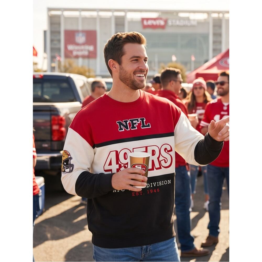 NFL 49ERS Colorblock Crewneck Sweater - Red/White/Black
